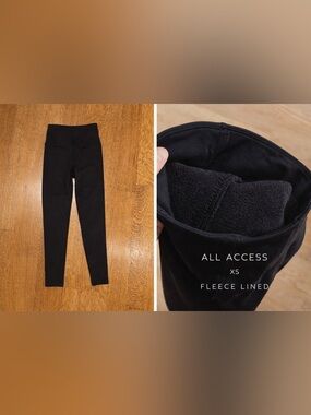 All Access Black Fleece Lined Leggings XS High Rise Warm Activewear